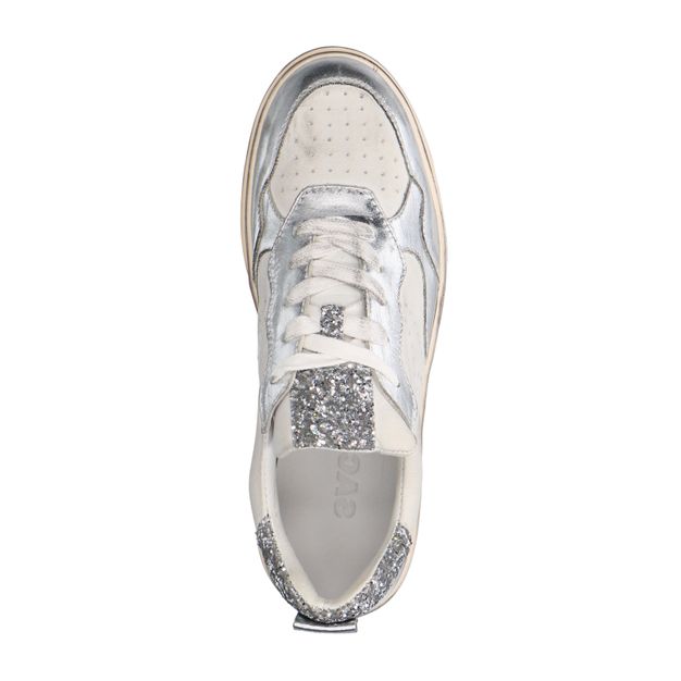 Zilveren metallic sneakers met glitters