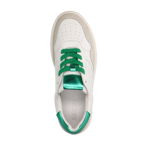 Witte leren sneakers met groene details