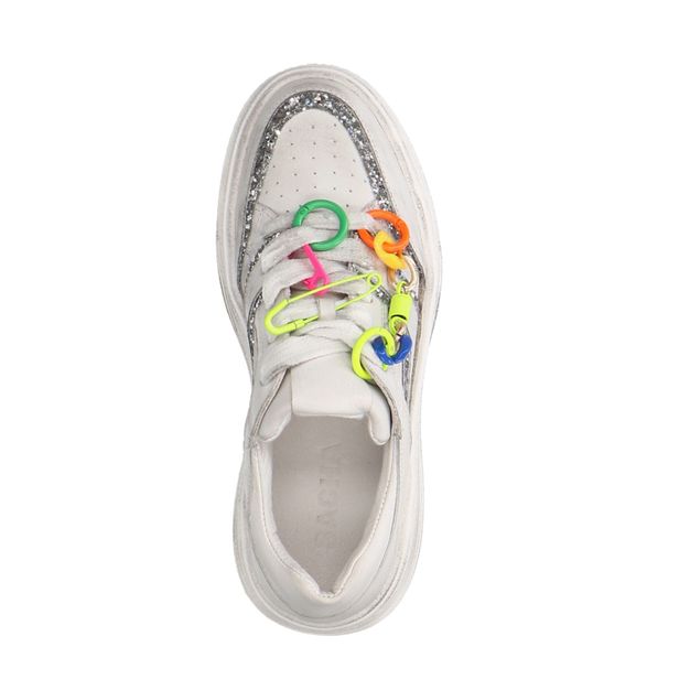 Witte leren sneakers met multicolor details