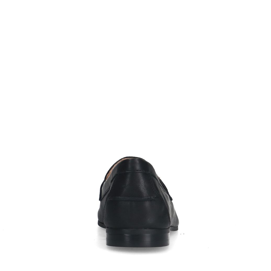 Zwarte leren loafers met goudkleurige chain