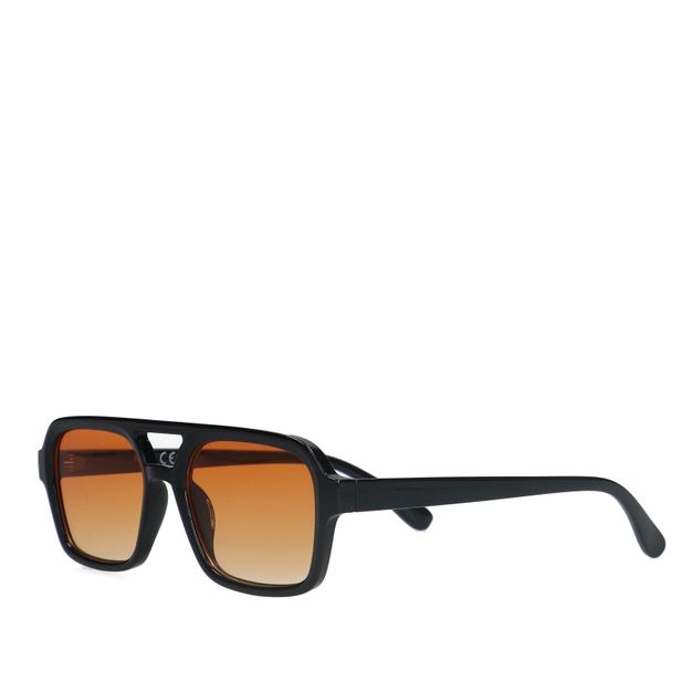 Zwarte retro zonnebril met oranje glazen