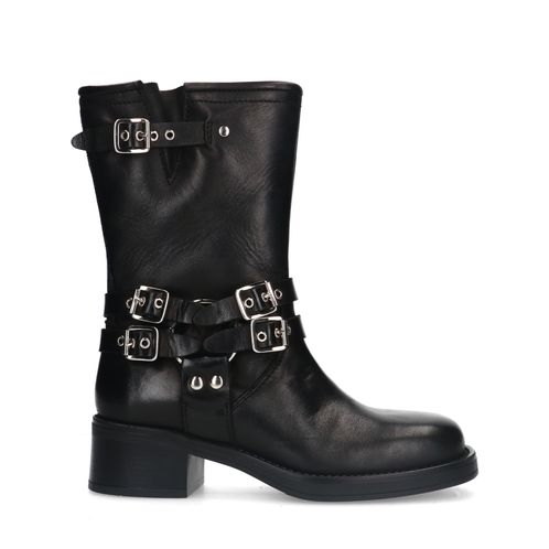 PRE-ORDER - Zwarte buckle biker enkelboots