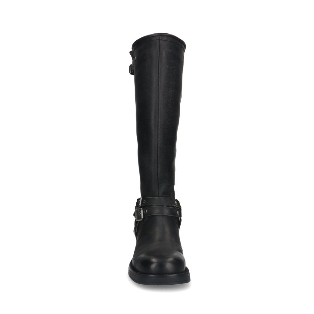 Zwarte wide fit buckle biker boots