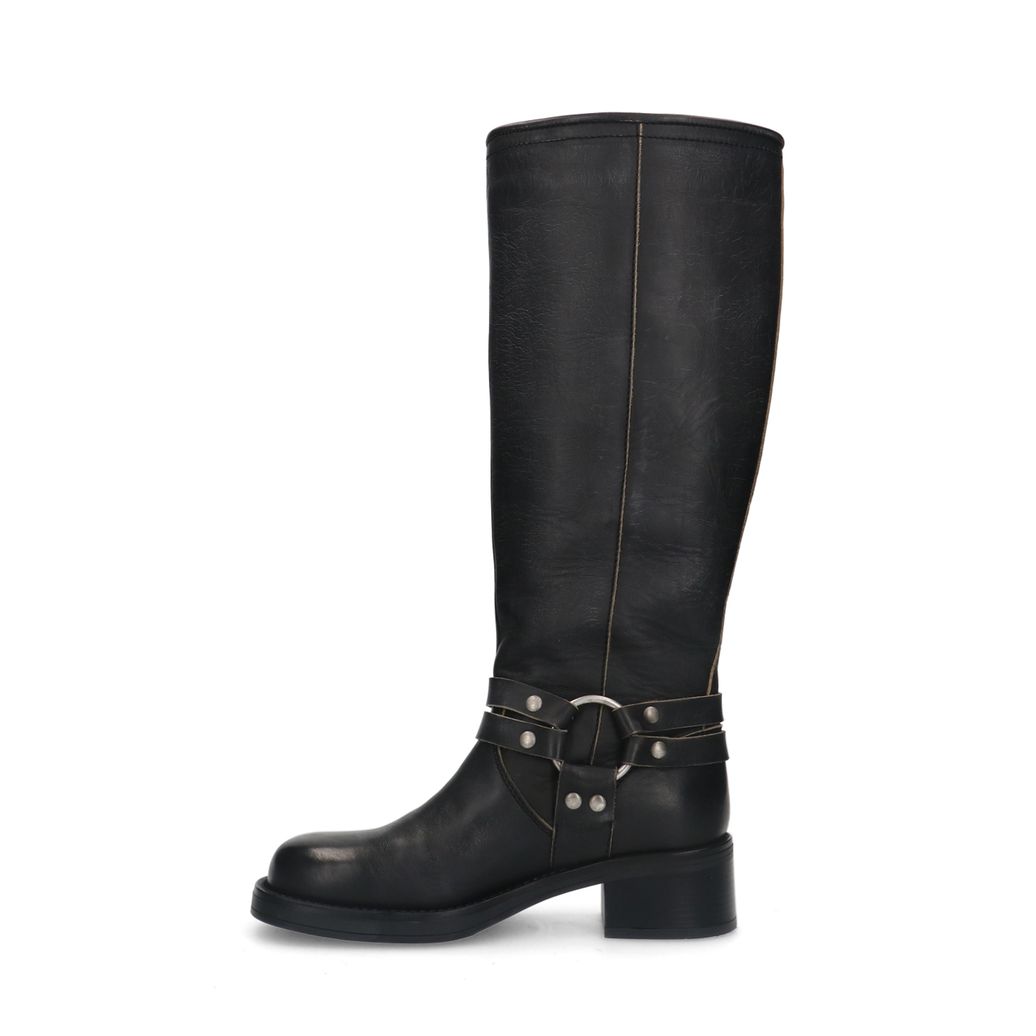 Zwarte wide fit buckle biker boots