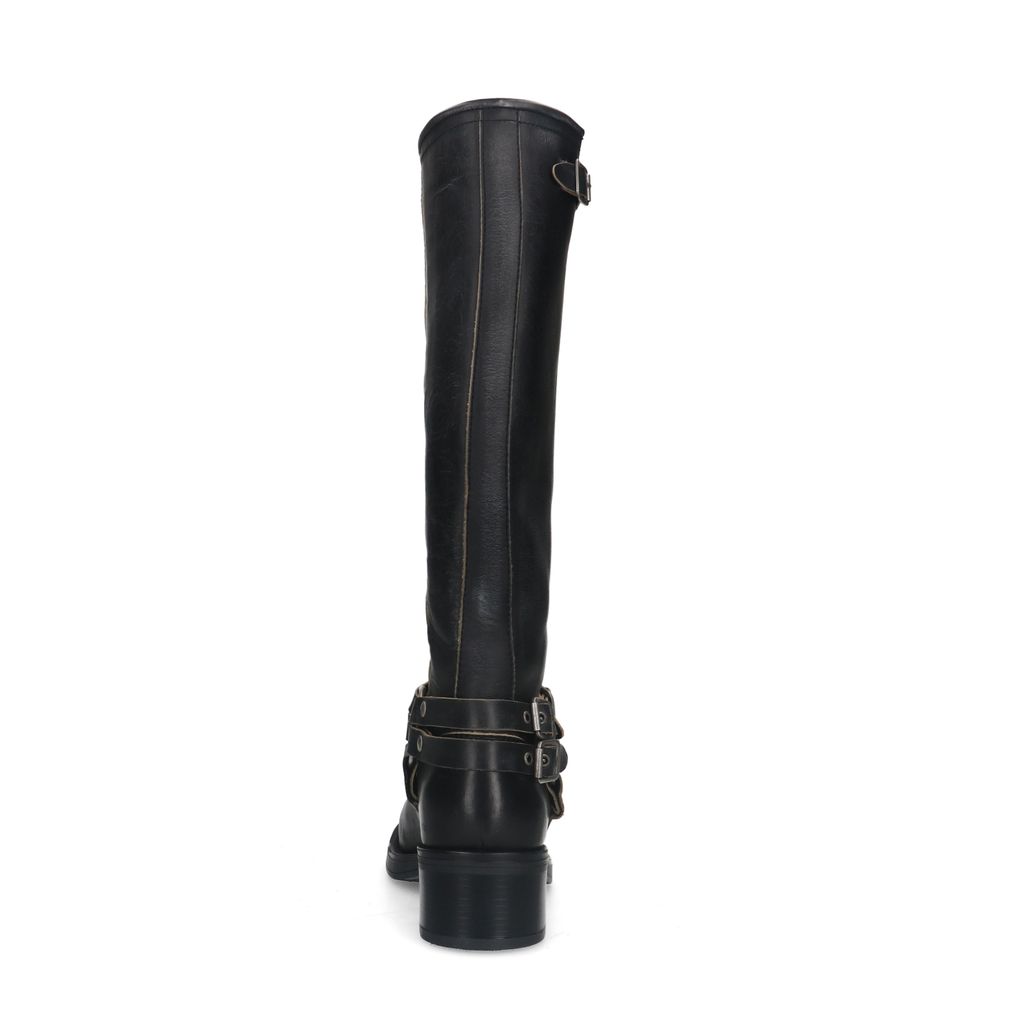 Zwarte wide fit buckle biker boots