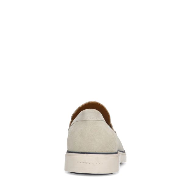 Off white suède penny loafers