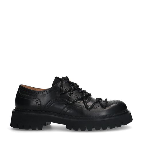 Chaussures à lacets chunky en cuir - noir