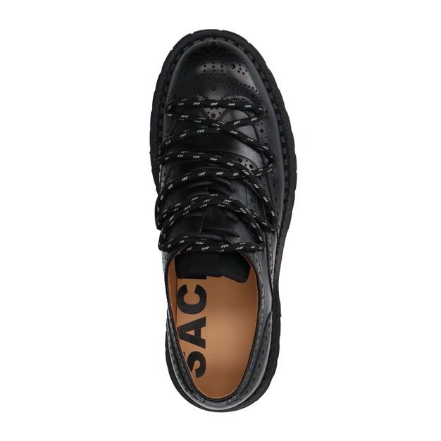 Chaussures à lacets chunky en cuir - noir