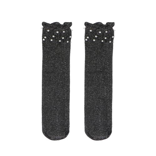Sacha x Blitsbee Zwarte glitter panty sokjes met parels