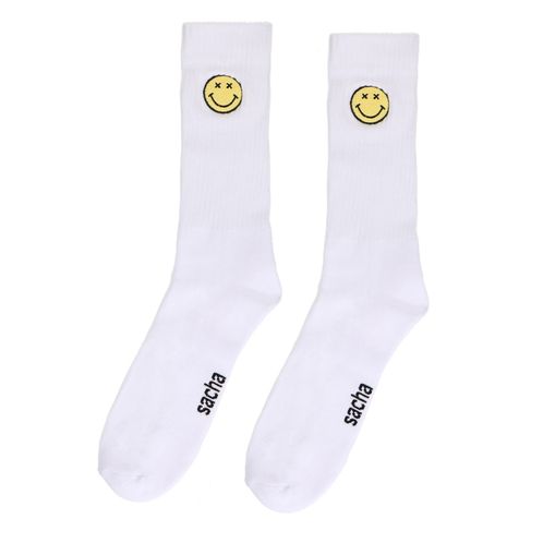 Chaussettes de sport avec smiley - blanc