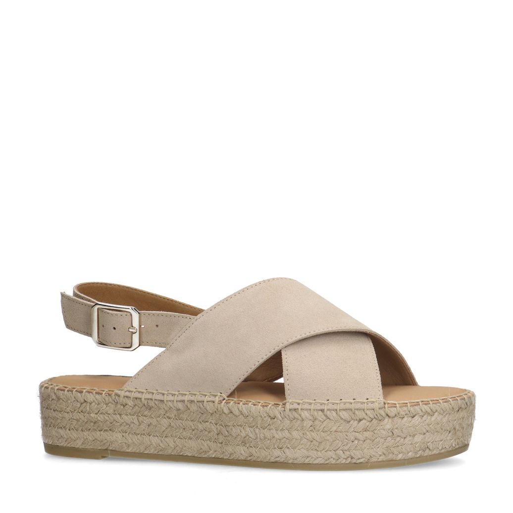 Sandales daim à plateforme - beige