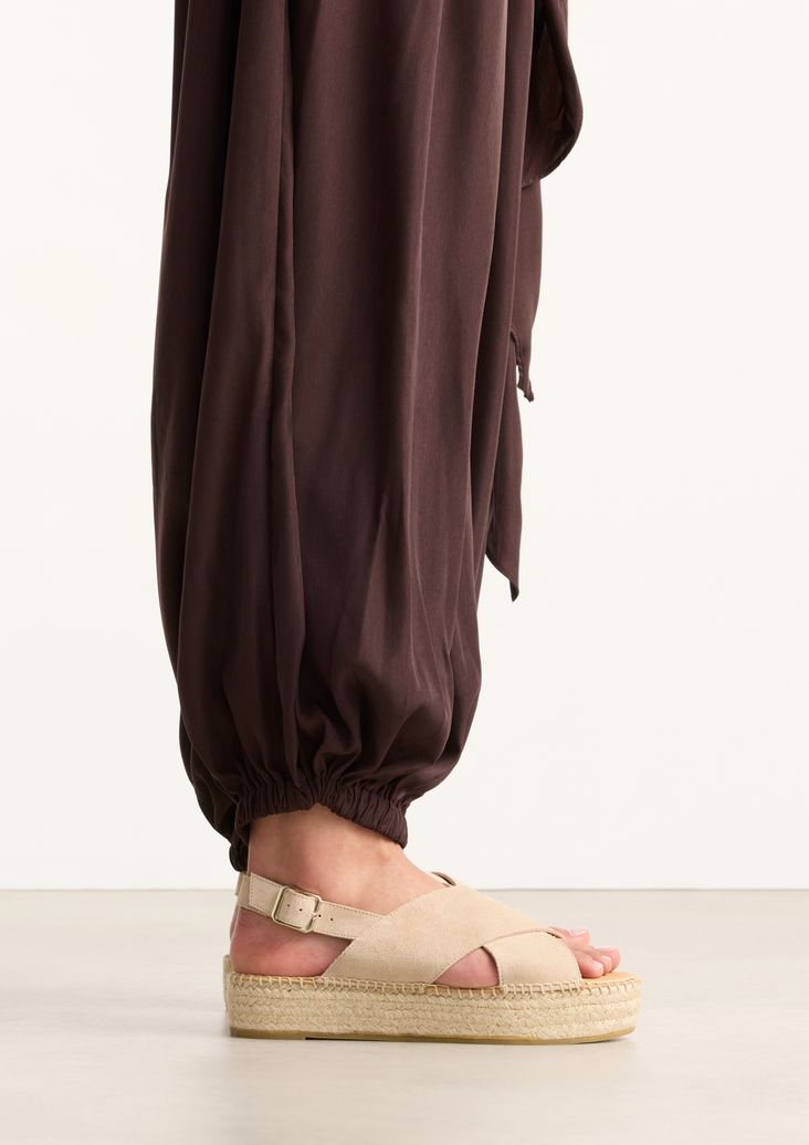 Sandales daim à plateforme - beige