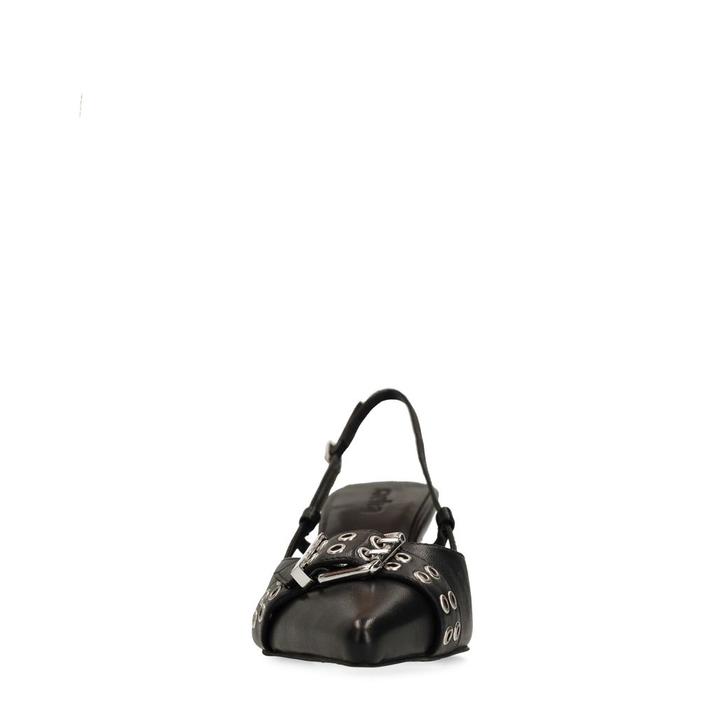 Zwarte buckle slingbacks met kitten heel