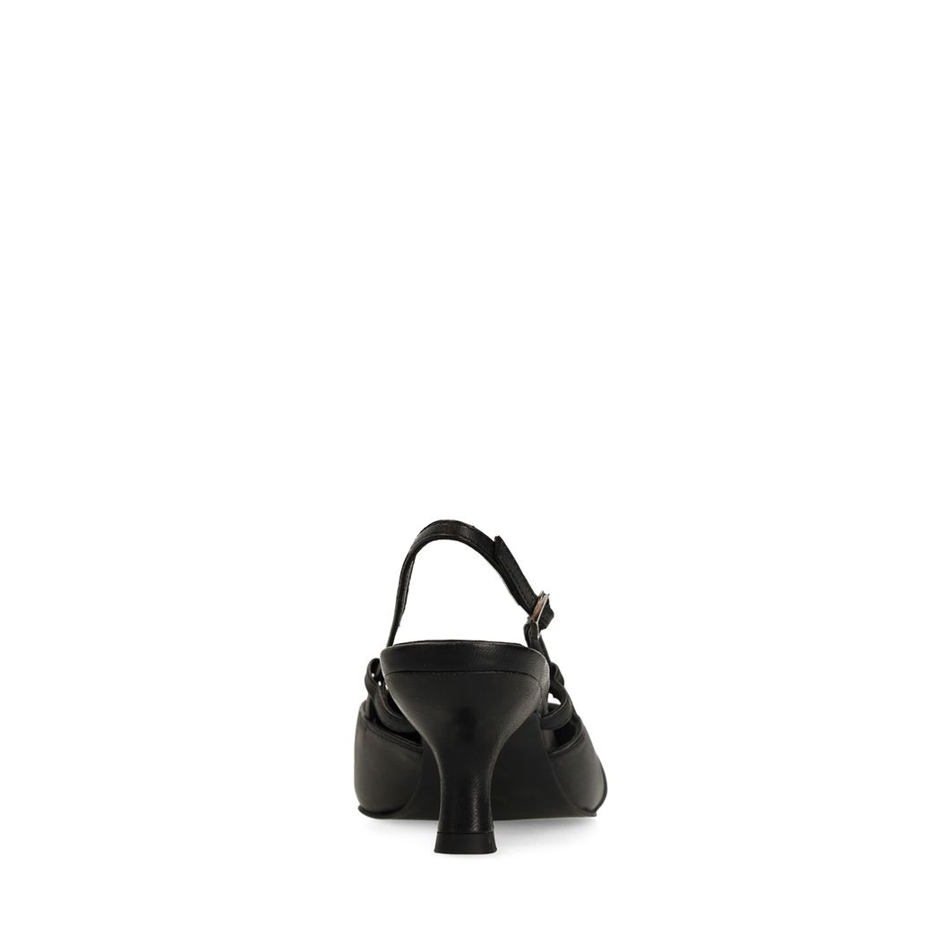 Zwarte buckle slingbacks met kitten heel
