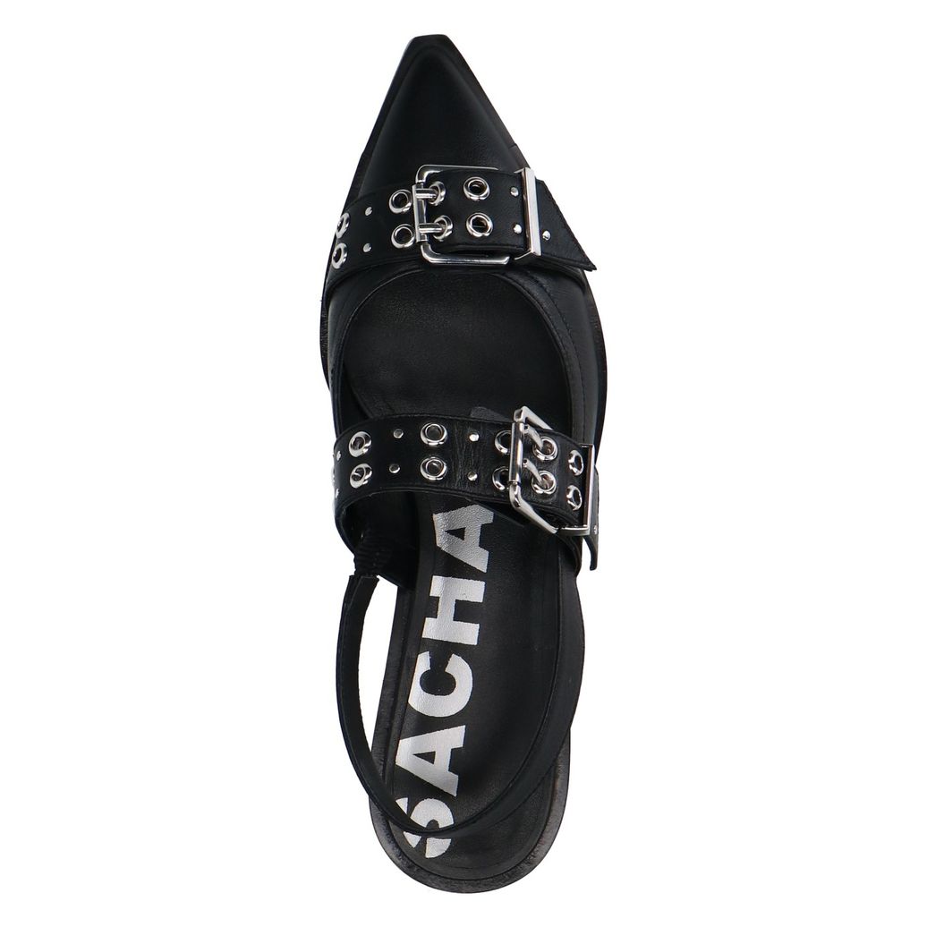 Schwarze Slingbacks mit Schnalle