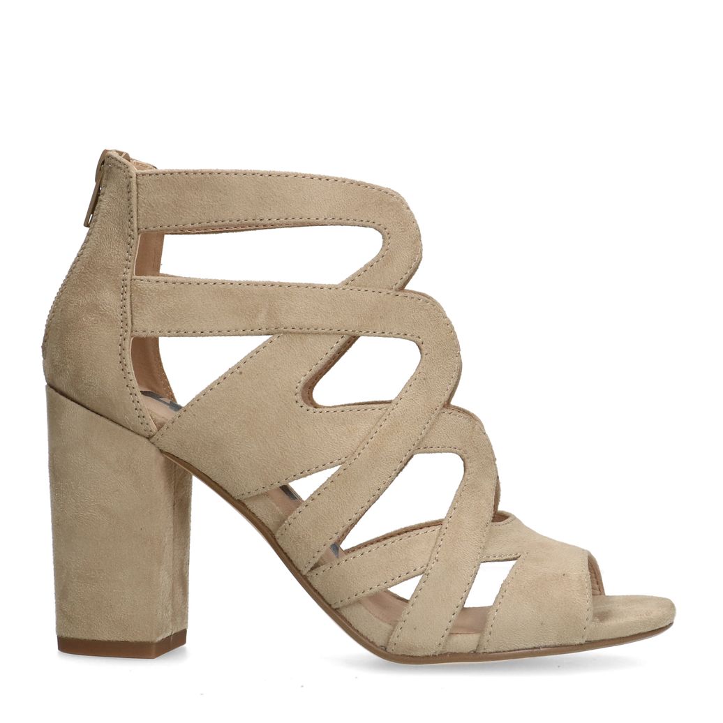 Sandales ajourées daim à talon - beige