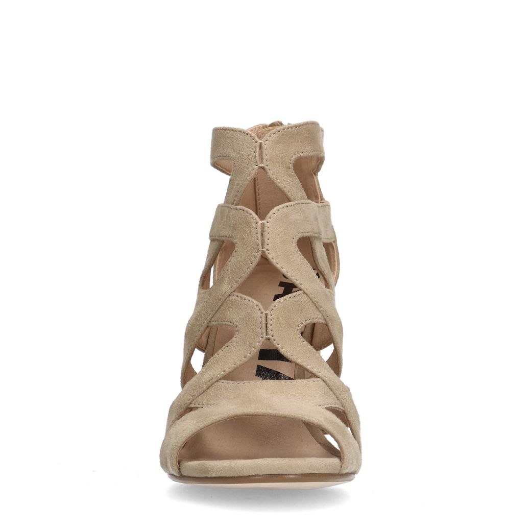 Sandales ajourées daim à talon - beige