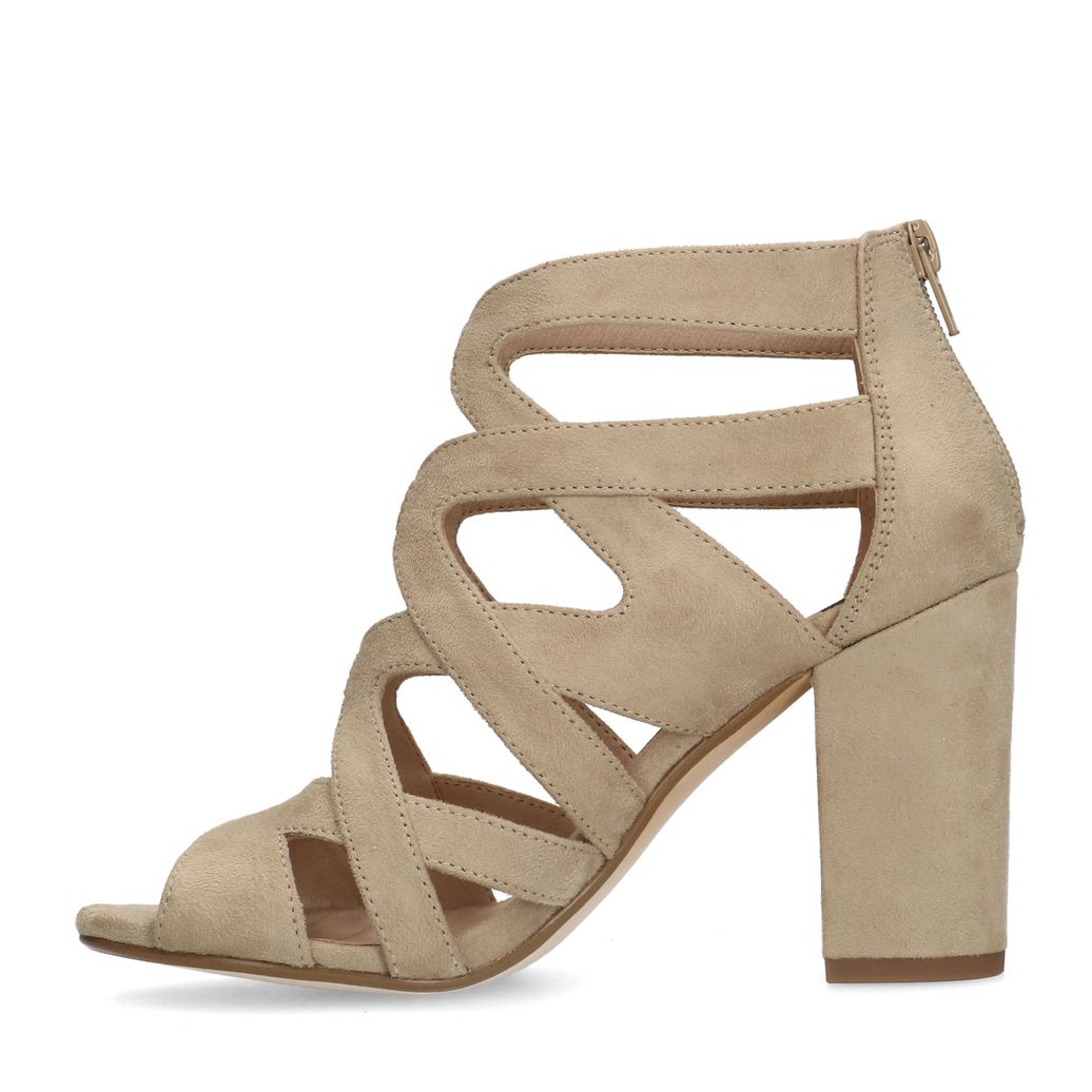 Sandales ajourées daim à talon - beige