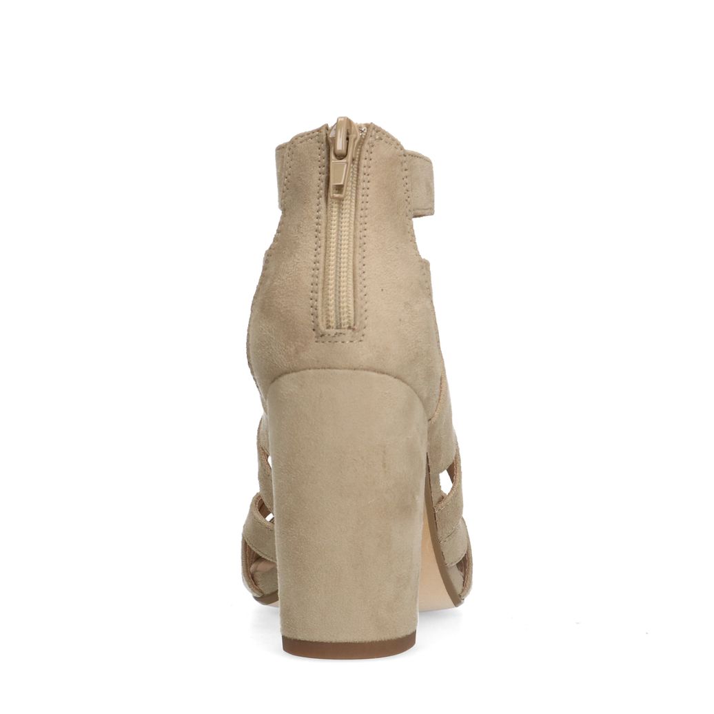 Sandales ajourées daim à talon - beige