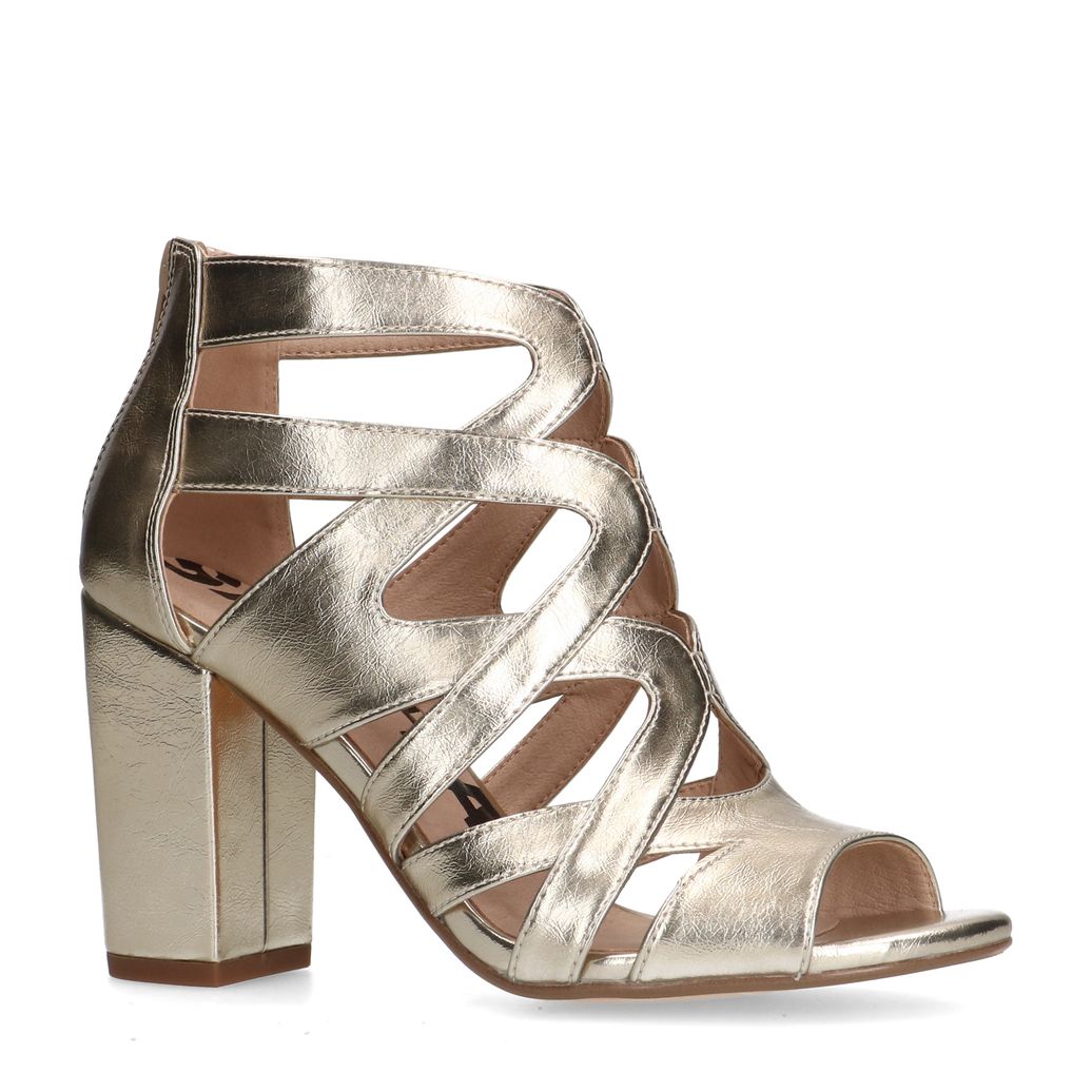Gouden opengewerkte sandalen met hak