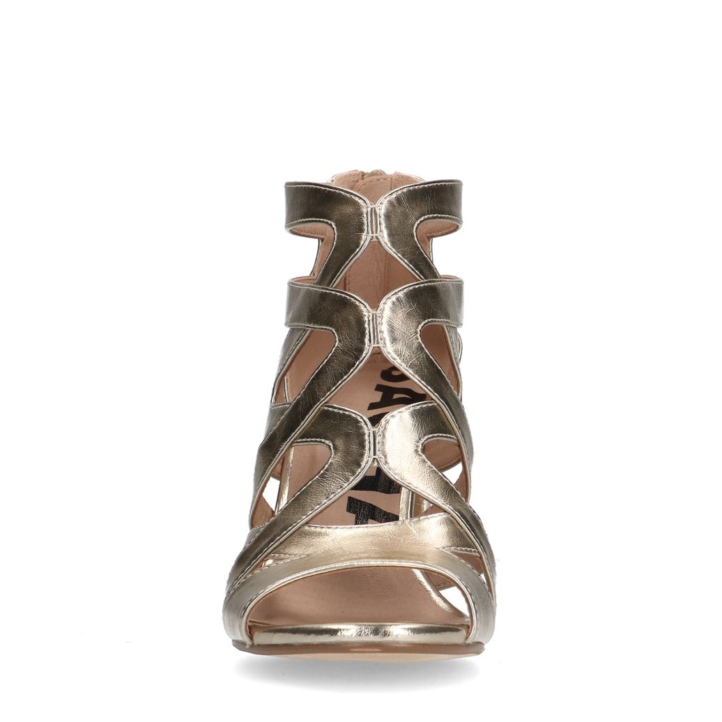 Gouden opengewerkte sandalen met hak