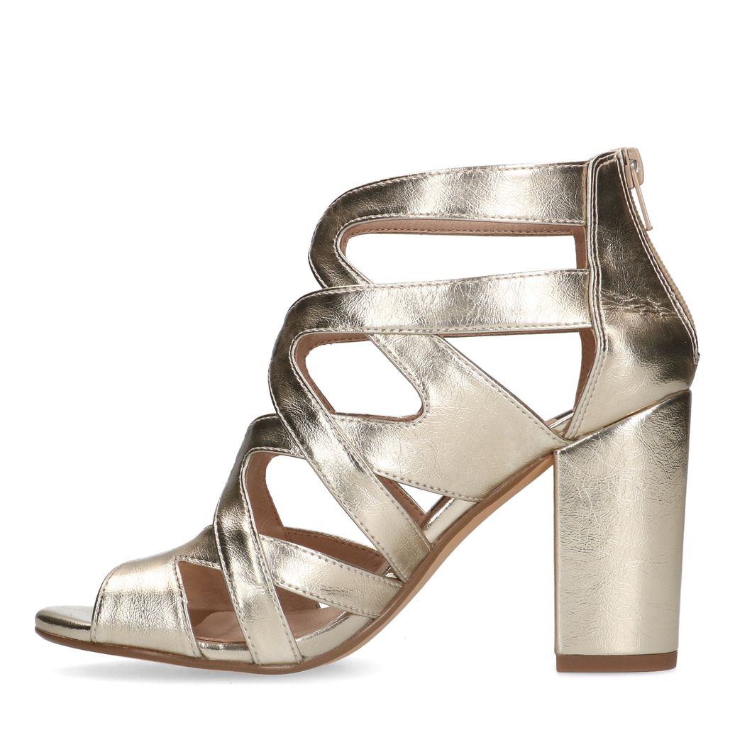 Gouden opengewerkte sandalen met hak
