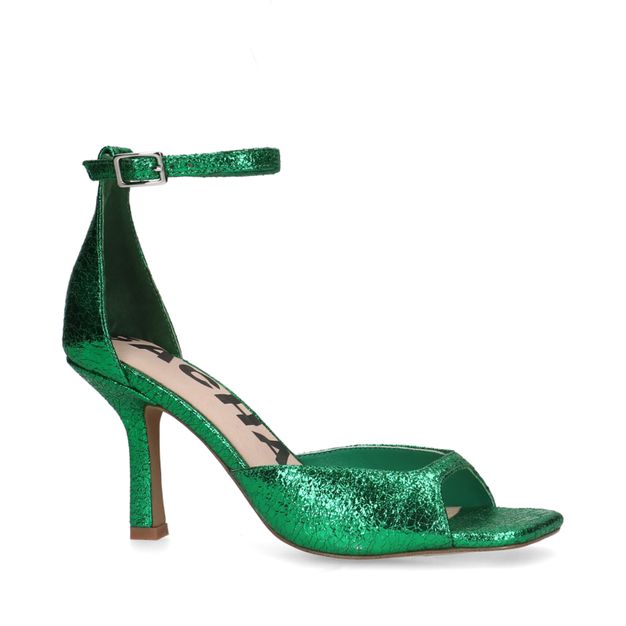 Groene metallic sandalen met hak