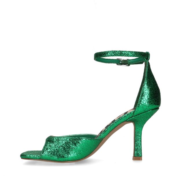 Groene metallic sandalen met hak
