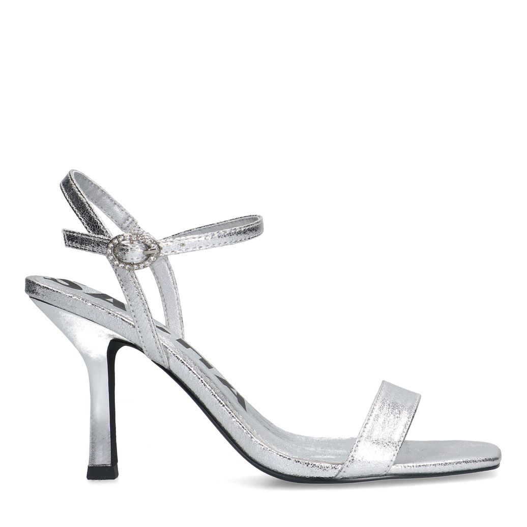 Zilveren metallic sandalen met hak