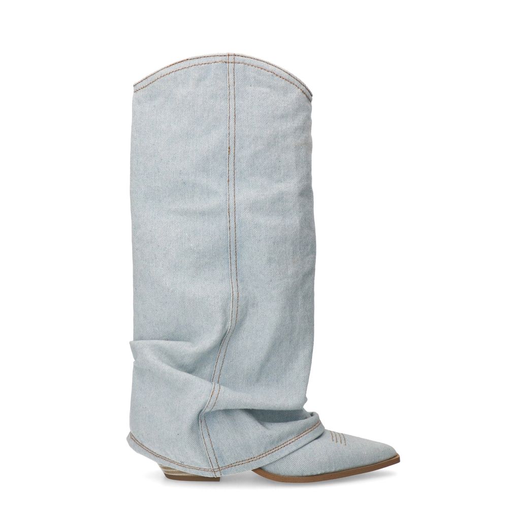 Cowboystiefel mit Umschlag in Denim-Optik