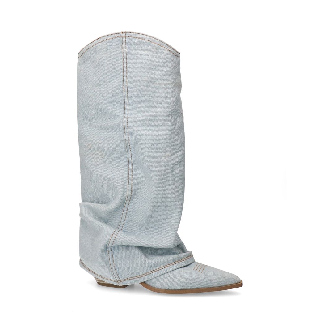 Cowboystiefel mit Umschlag in Denim-Optik