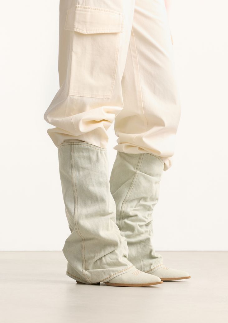 Cowboystiefel mit Umschlag in Denim-Optik