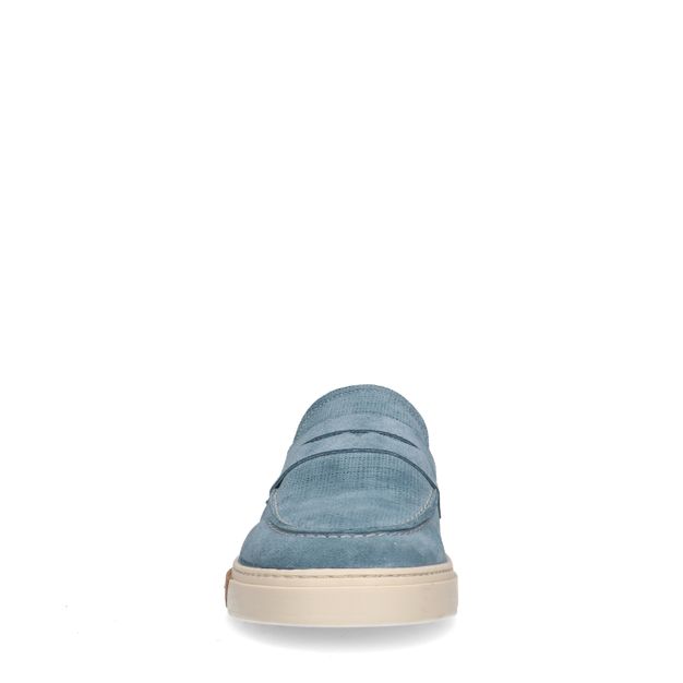 Hellblaue Veloursleder-Loafer