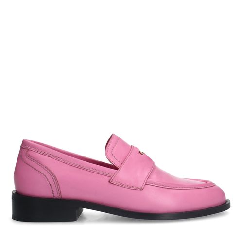 Roze leren penny loafers