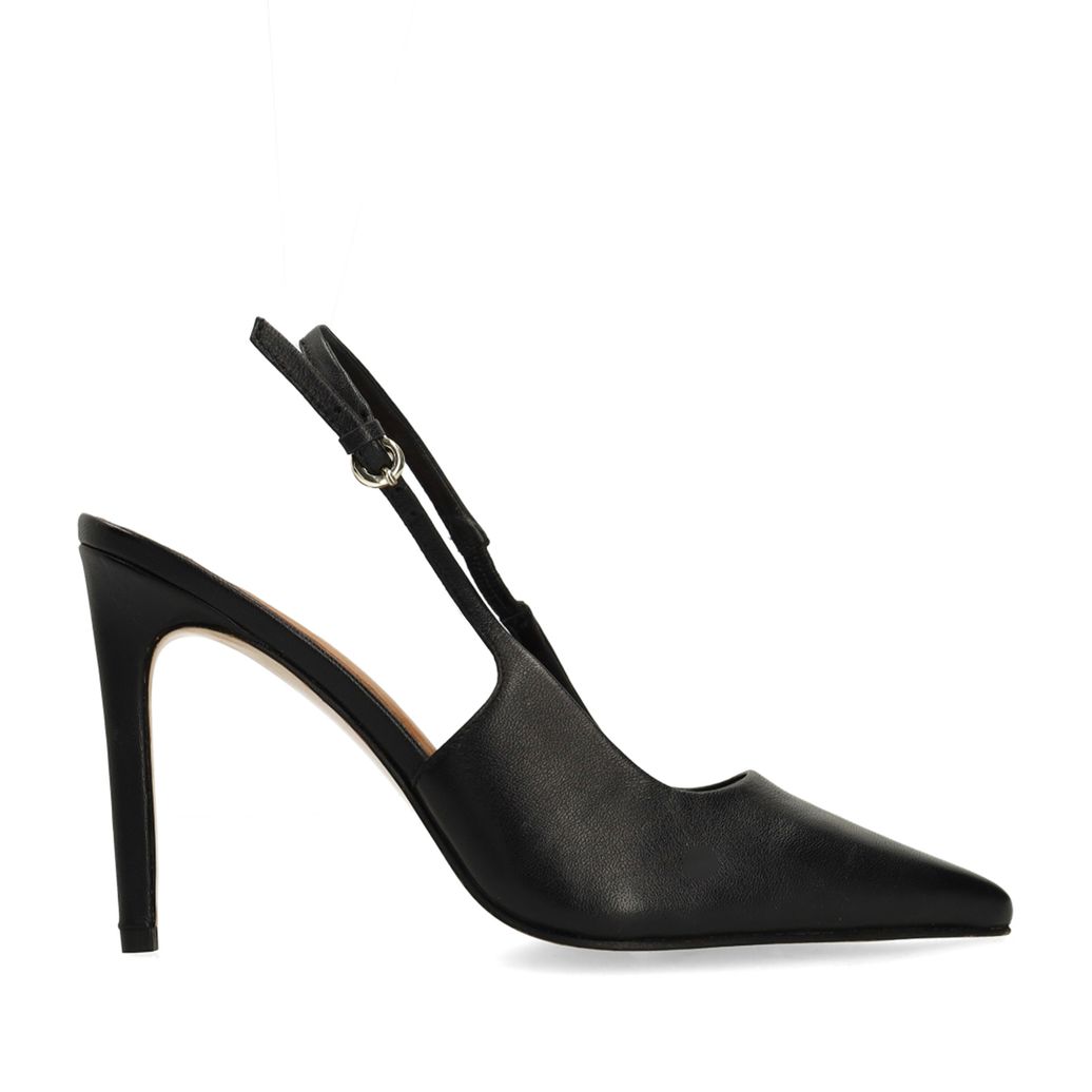 Schwarze Slingbackpumps aus Leder