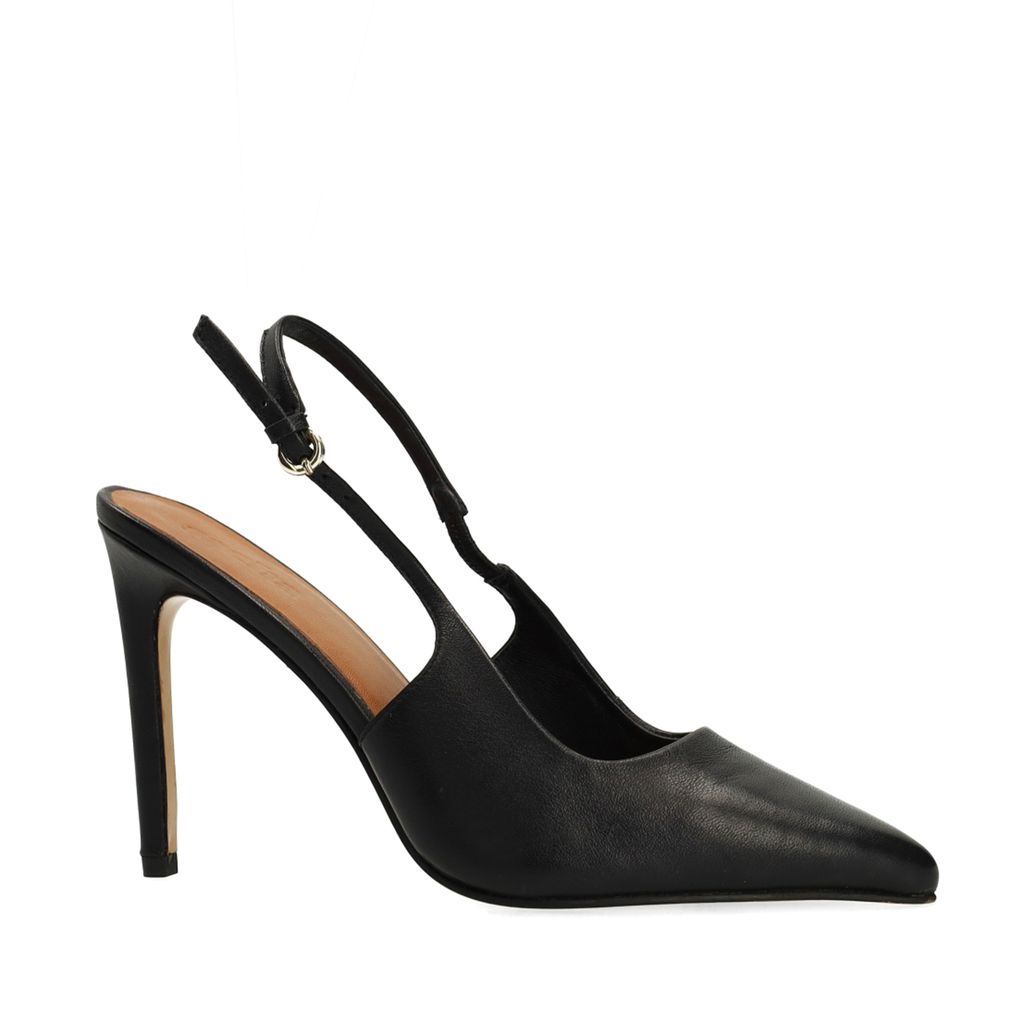 Schwarze Slingbackpumps aus Leder