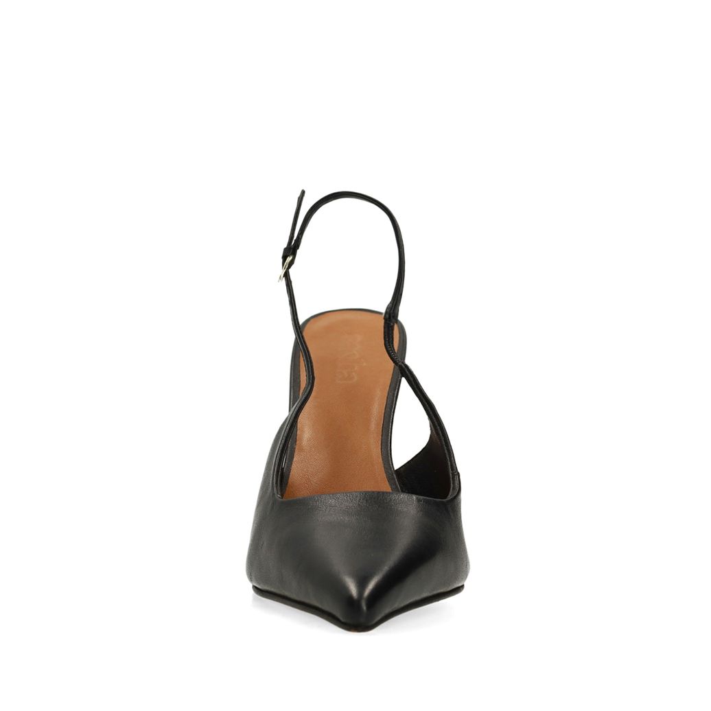 Schwarze Slingbackpumps aus Leder