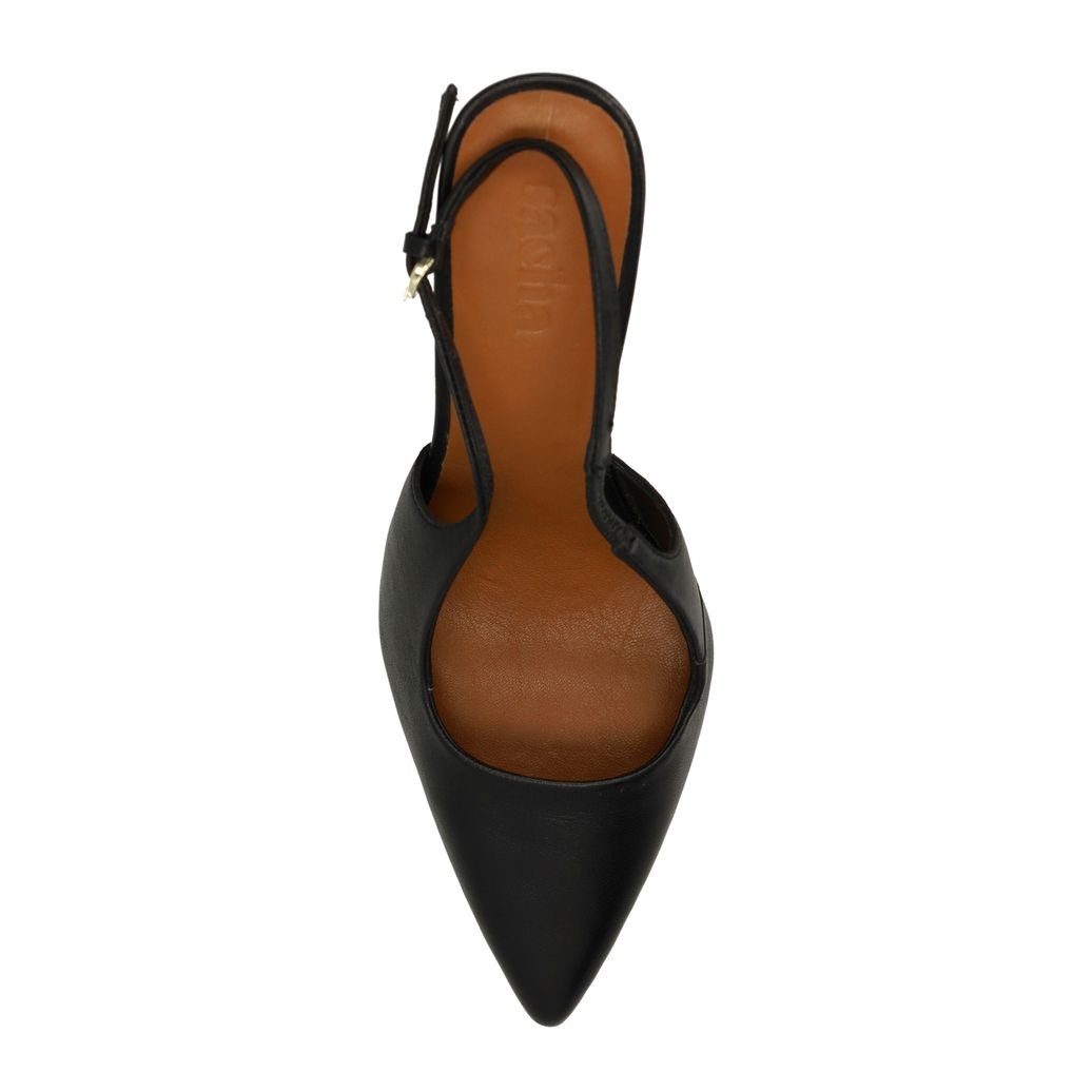 Schwarze Slingbackpumps aus Leder