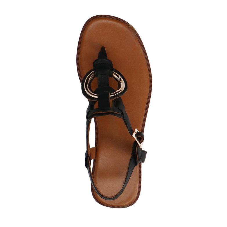 Zwarte leren sandalen