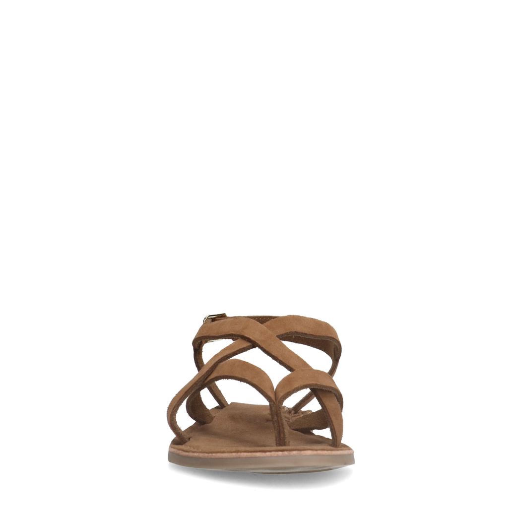 Cognacfarbene Sandalen mit gekreuzten Riemchen