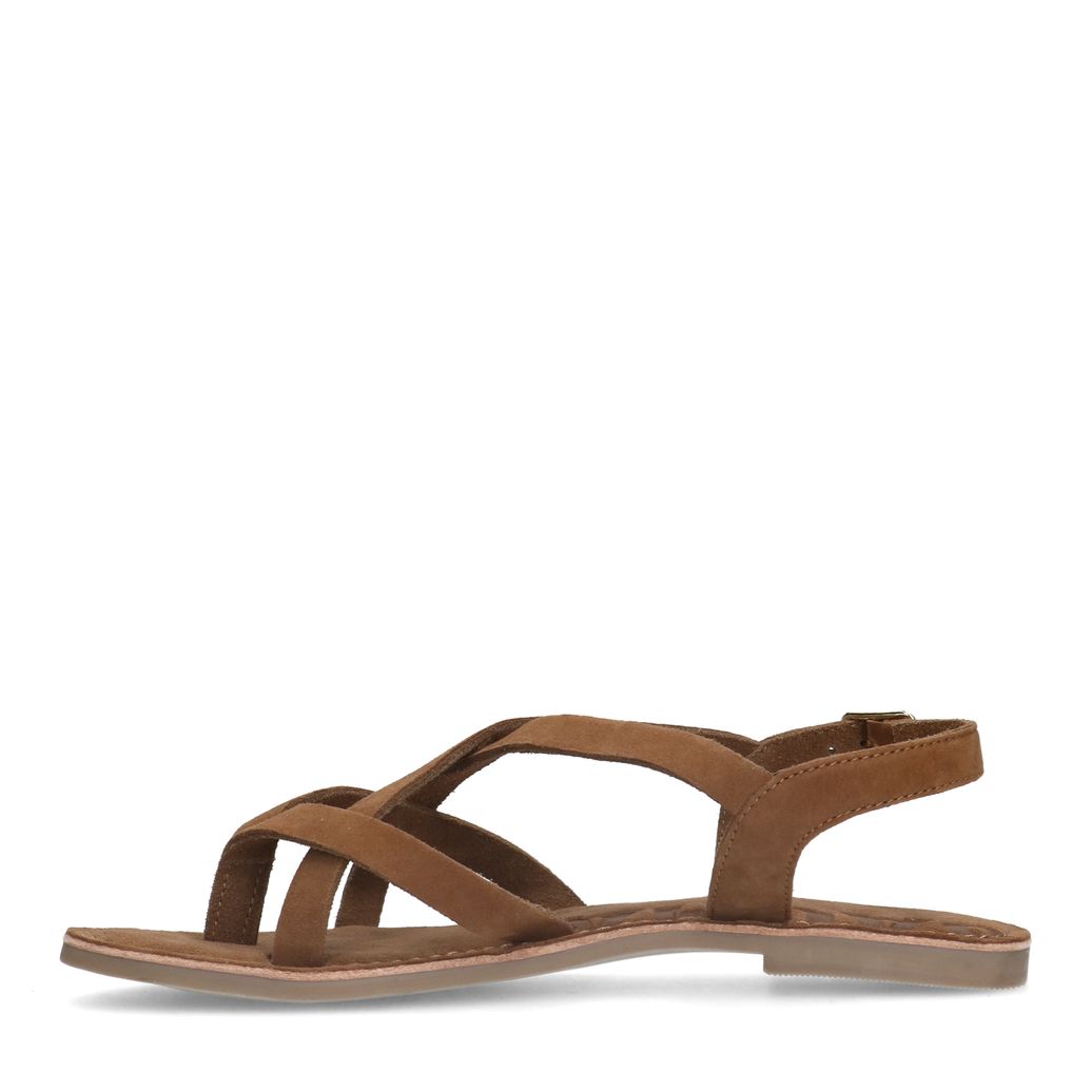 Cognacfarbene Sandalen mit gekreuzten Riemchen
