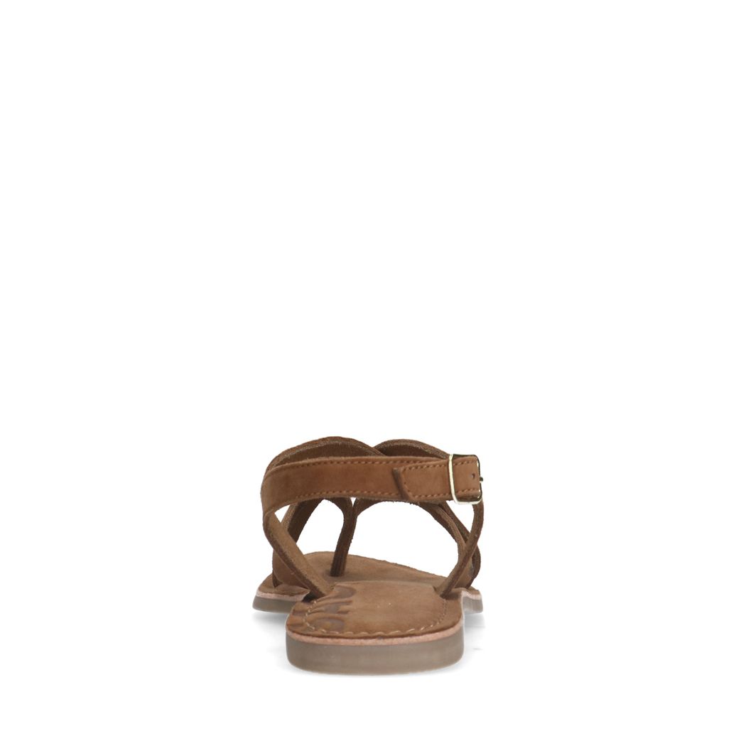 Cognacfarbene Sandalen mit gekreuzten Riemchen