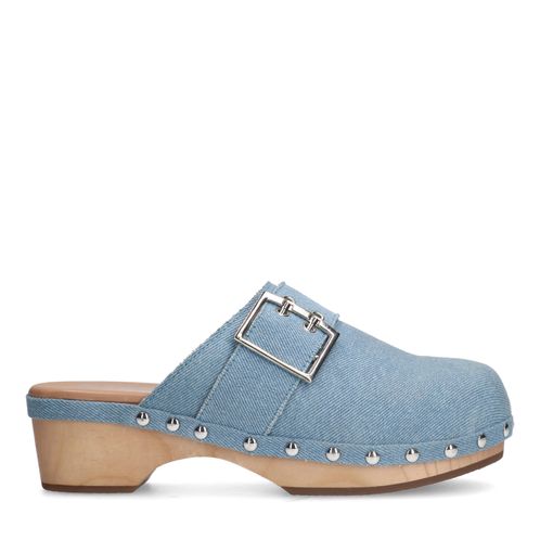 Denim clogs met buckle