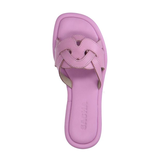 Roze leren slippers
