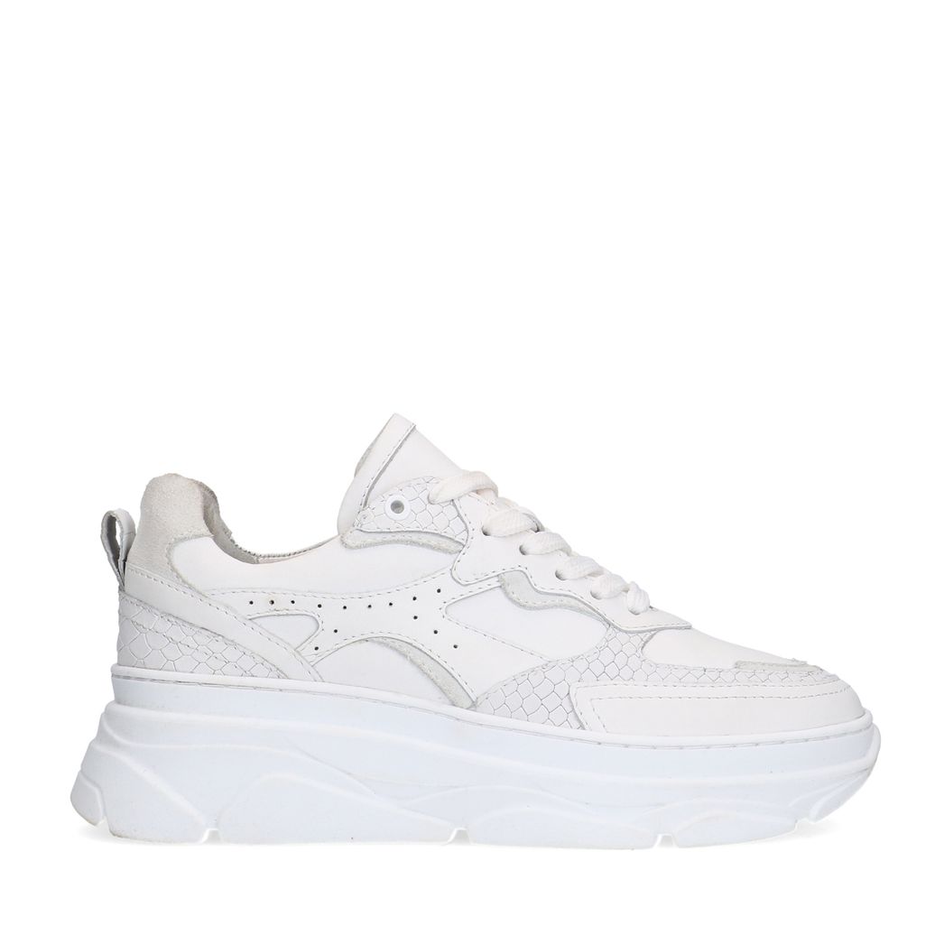 Baskets chunky en cuir avec détails croco - blanc
