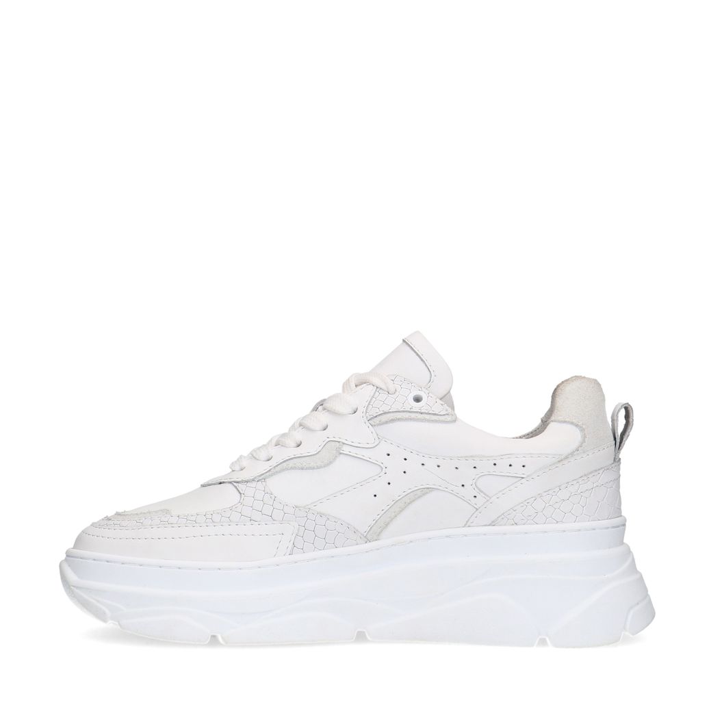 Witte leren chunky sneakers met croco details
