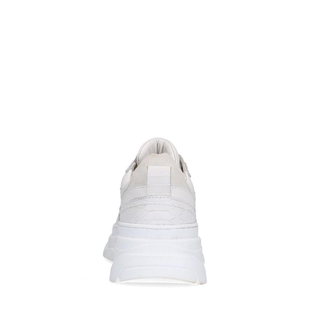 Witte leren chunky sneakers met croco details