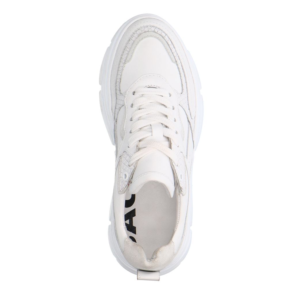 Witte leren chunky sneakers met croco details