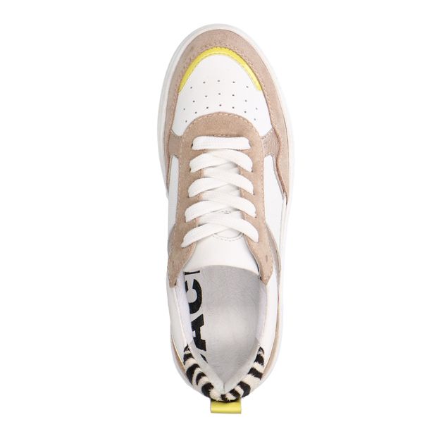 Witte leren sneakers met beige details