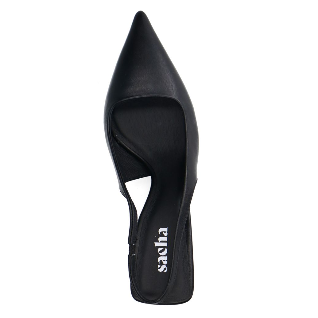 Escarpins slingback en cuir - noir